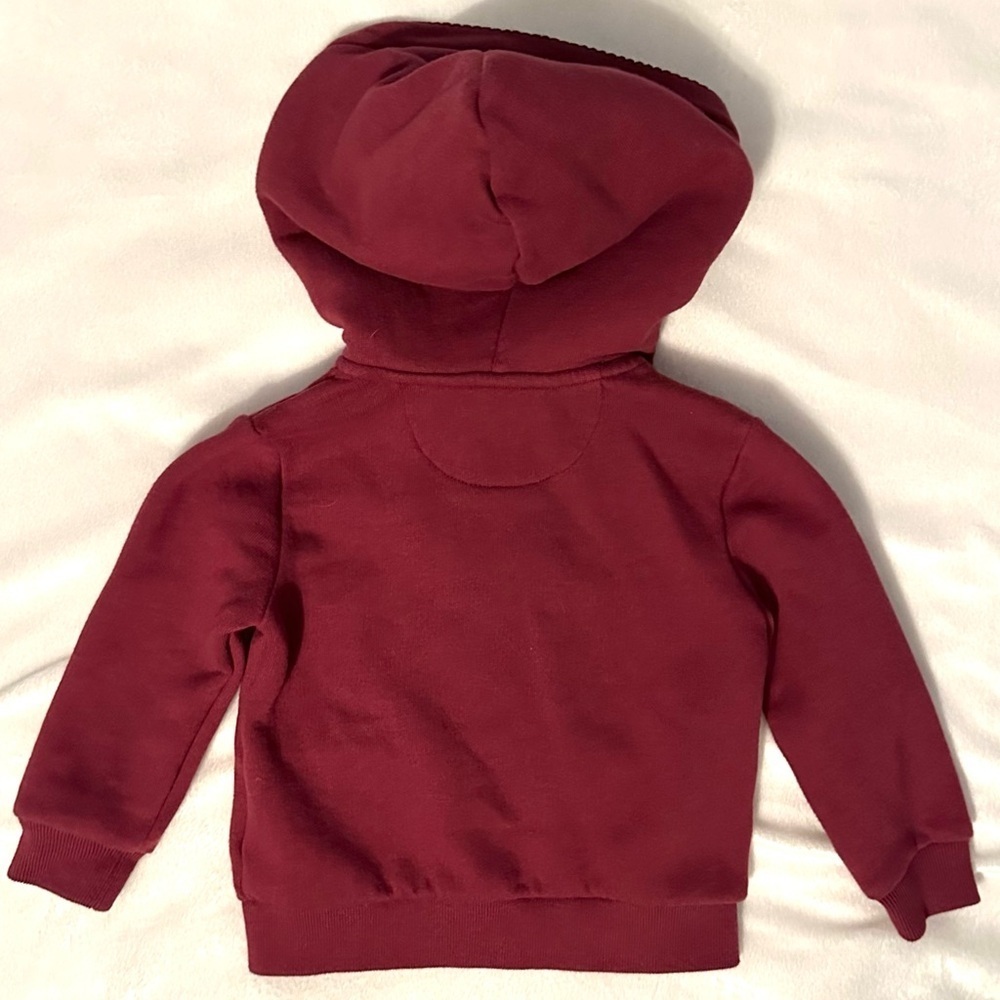Ralph Lauren Full Zip Up Hoodie Hooded Sweatshirt Baby Girls 12M Burgundy Red - Picture 2 of 6